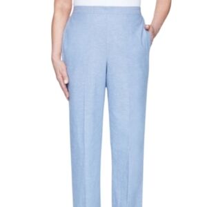 NEW! ALFRED DUNNER Flat Front Chambray Pull On Pant 24W.